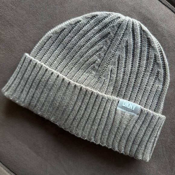 Dkny Accessories - DKNY Gray Ribbed Knit Beanie